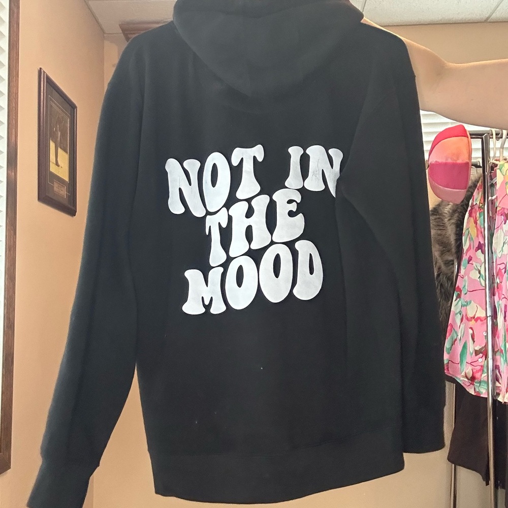 Black Hoodie with White Text
